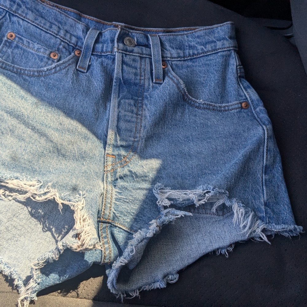 Levi's Blue Jean Shorts Distressed Denim Casual